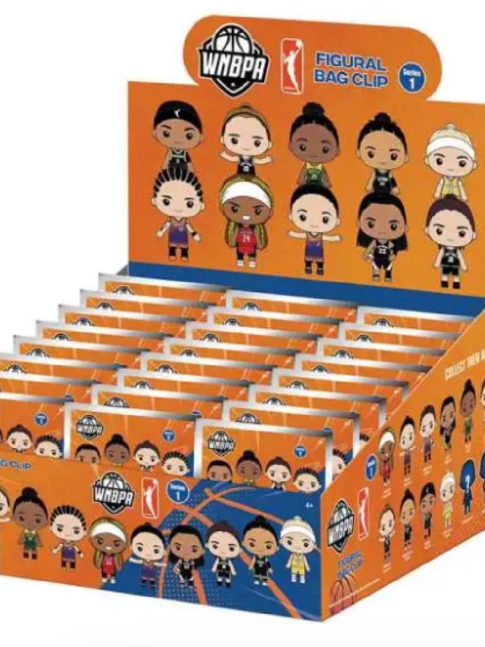 WNBA WNBPA 3D Figural Foam Bag Clips Series 1 Mystery Pack Display Box of 24